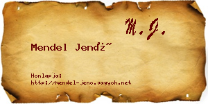 Mendel Jenő névjegykártya